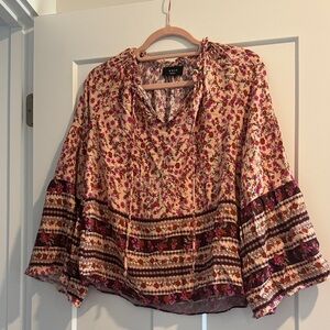 Vici Multicolor Floral Blouse - Pink and Brown
